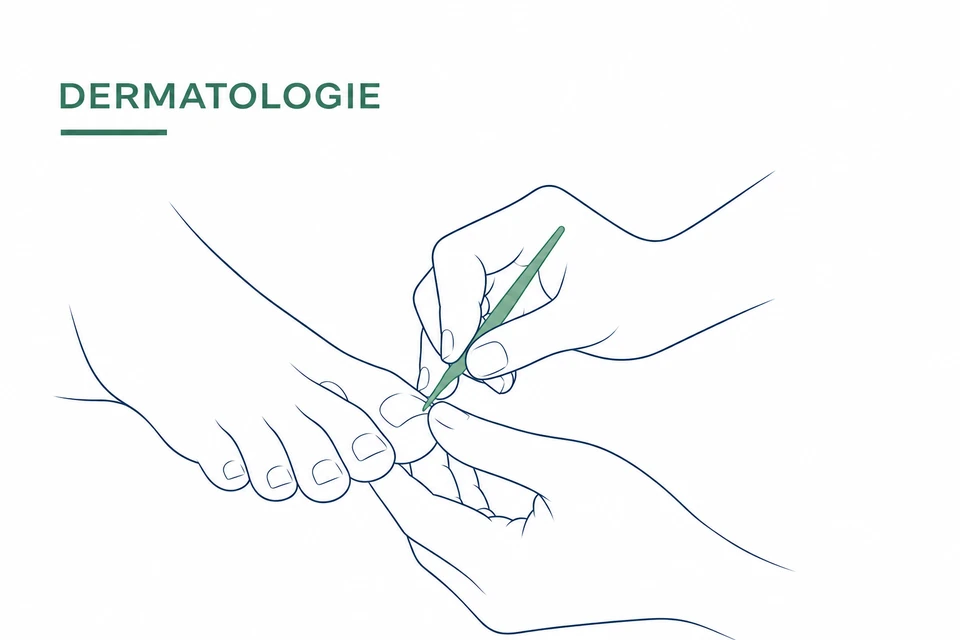 Illustration medizinische Fußpflege, Bereich Dermatologie