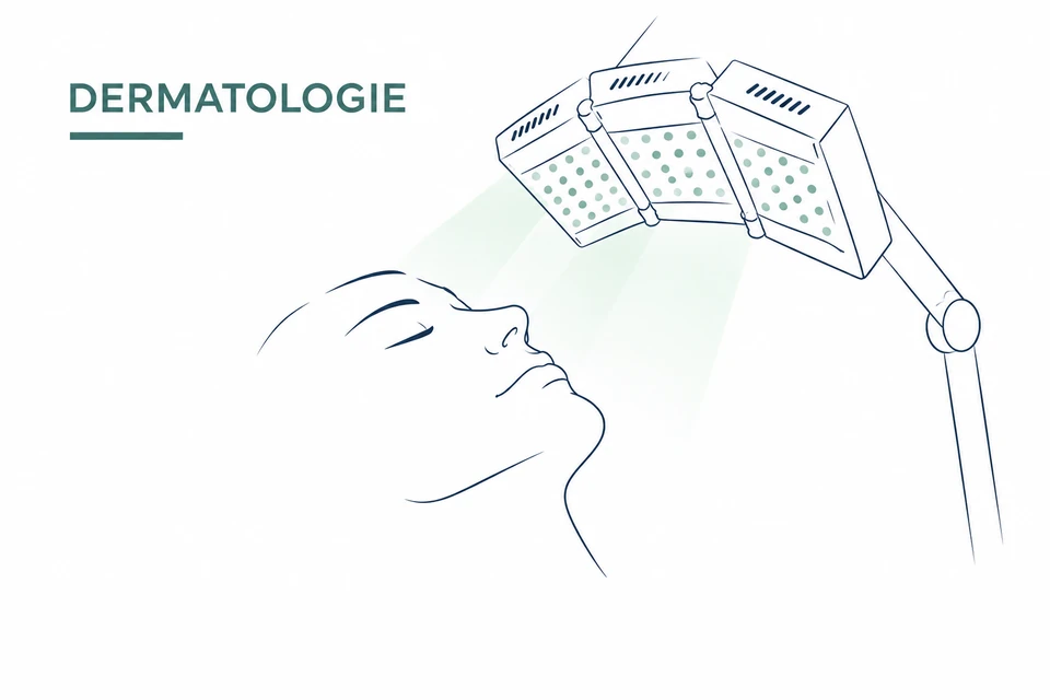 Illustration photodynamische Therapie, Bereich Dermatologie